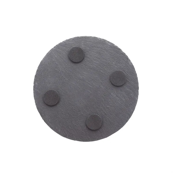 Round slate coaster with eva bottom pad with black EVA bottom... from ASI 37218 Athena Promo (tm)