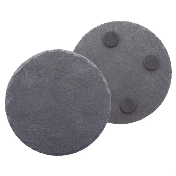Round slate coaster with eva bottom pad with black EVA bottom... from ASI 37218 Athena Promo (tm)