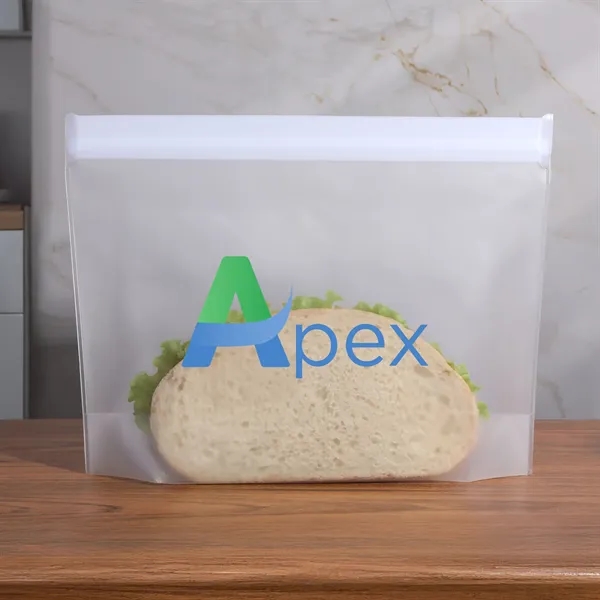 Refrigerator- and freezer-safe reusable PEVA food storage bag with built-in gel... from ASI 61966 HPG / Beacon Promotions