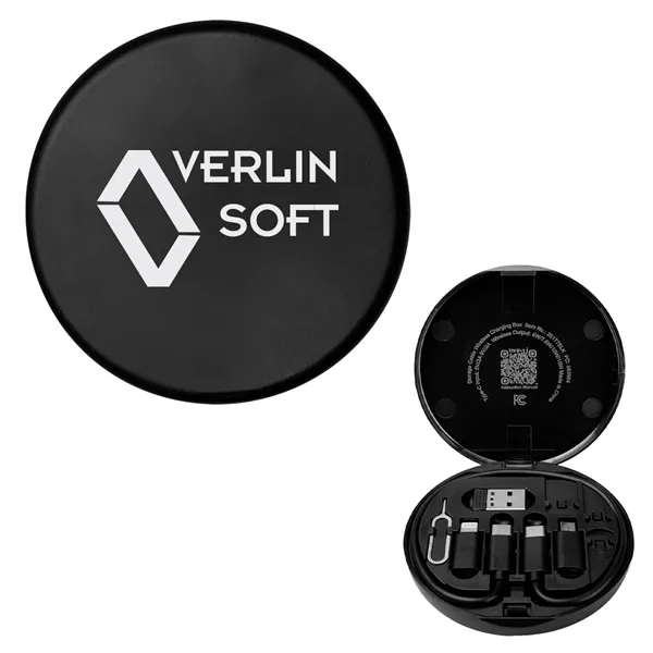 Charging cord and adapter set in a wireless charging case.... from ASI 61125 Hit Promotional Products / Hit®