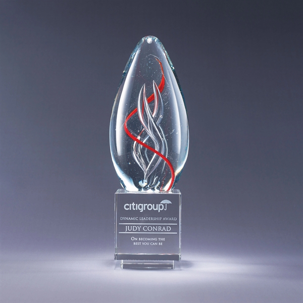 Art glass award with optic crystal base, two size options, gift... from ASI 62985 J. Charles
