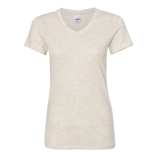 Women's T-shirt with 1x1 rib-knit mitered V-neck collar and glitter knit... from ASI 84358 S&S Activewear