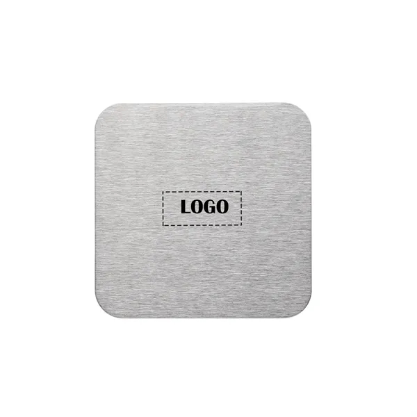 Square-shaped stainless steel coaster with black eva bottom pad and 1... from ASI 37218 Athena Promo (tm)