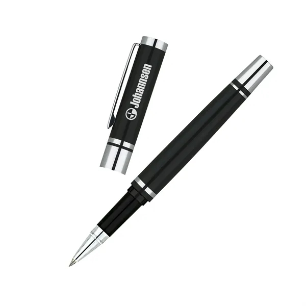 Rollerball pen with cap-off design, sharp, clean design and solid brass... from ASI 67866 Logomark/Valumark