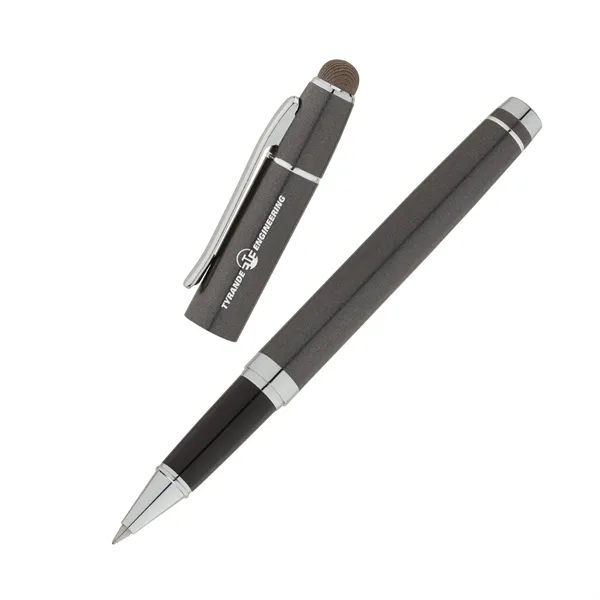 Euro-style cap-off rollerball pen with aluminum construction, chrome accents and conductive... from ASI 67866 Logomark/Valumark