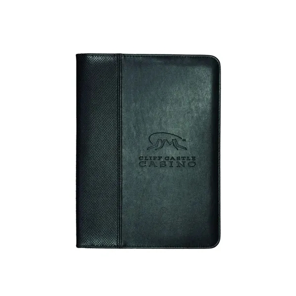 Perforated PVC padfolio with inside flap pocket, elastic pen loop, business... from ASI 68507 The Magnet Group / Perfect Line