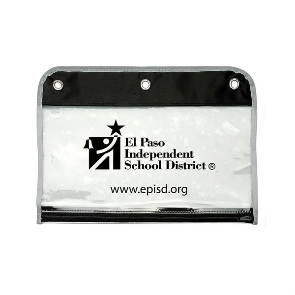 Clear portfolio pouch with zippered closure and three hole punches for... from ASI 68507 The Magnet Group / Perfect Line