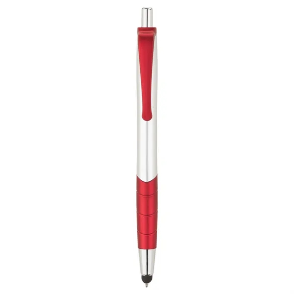 Plunger action ballpoint pen with clip and grip with color accents,... from ASI 67866 Logomark/Valumark / Valumark™