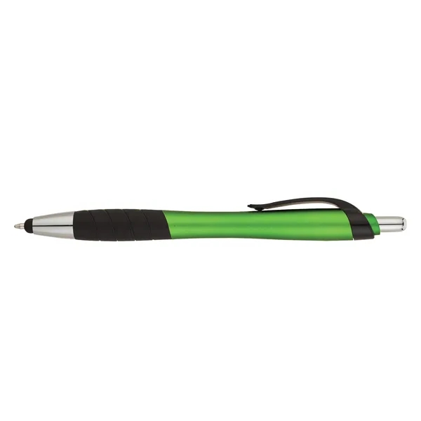 Plunger action ballpoint pen with metallic color barrel, black clip, black... from ASI 67866 Logomark/Valumark / Valumark™