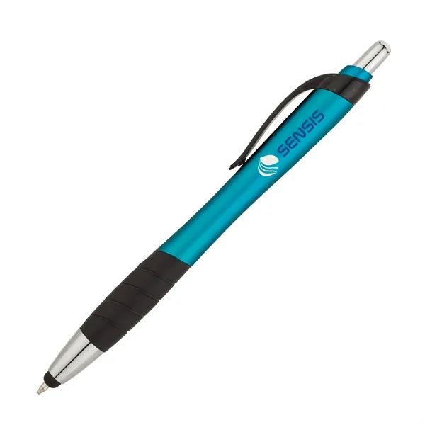 Plunger action ballpoint pen with metallic color barrel, black clip, black... from ASI 67866 Logomark/Valumark / Valumark™