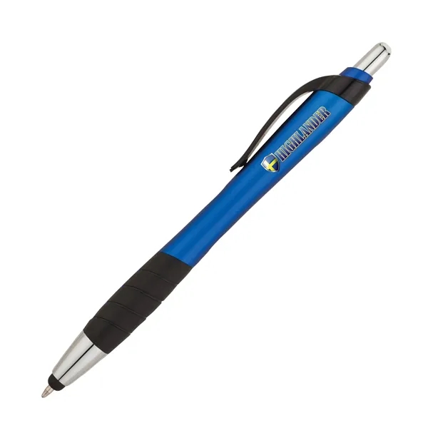 Plunger action ballpoint pen with metallic color barrel, black clip, black... from ASI 67866 Logomark/Valumark / Valumark™