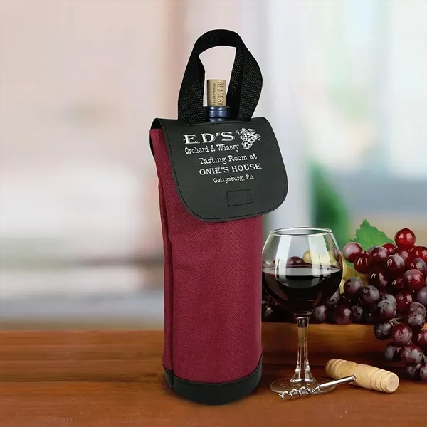 Single bottle insulated wine cooler with carry handle and vinyl flap... from ASI 68507 The Magnet Group / Perfect Line