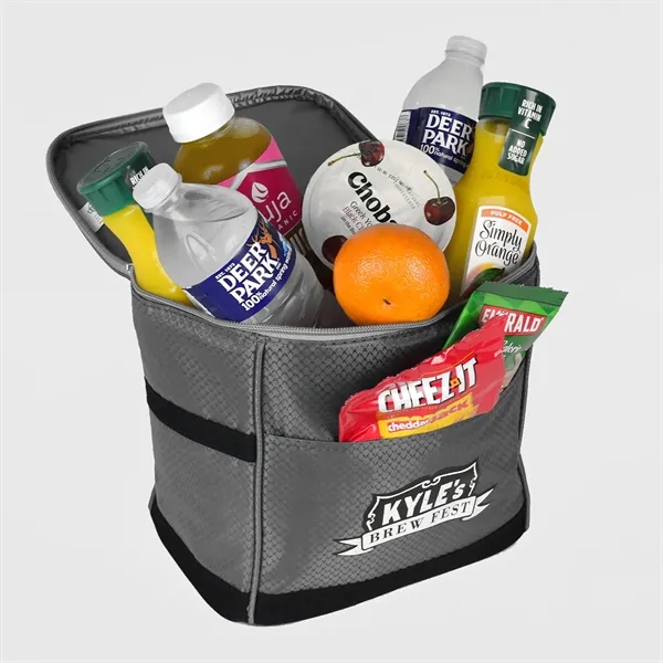 Iridescent ripstop material 6-pack cooler with front pocket and matching key-ring... from ASI 68507 The Magnet Group / The Bag Factory®
