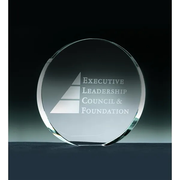 1.38" x 5.5" x 5.5" Arredon II large crystal disc award.... from ASI 67866 Logomark/Valumark