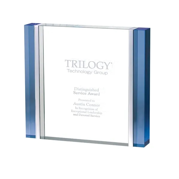 1" x 6" x 6.62" Cosenza III blue and aluminum-edged rectangle... from ASI 67866 Logomark/Valumark