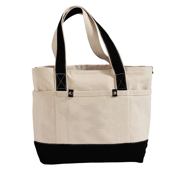 Cotton canvas tote bag with 3 front and 3 back pockets,... from ASI 68507 The Magnet Group / The Bag Factory®