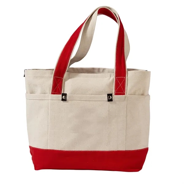 Cotton canvas tote bag with 3 front and 3 back pockets,... from ASI 68507 The Magnet Group / The Bag Factory®