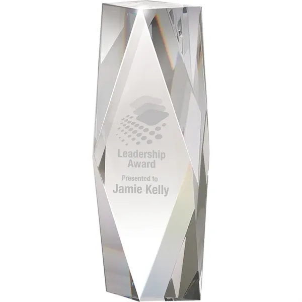 2" x 9.88" x 3.5" Zyra III large crystal tower award.... from ASI 67866 Logomark/Valumark