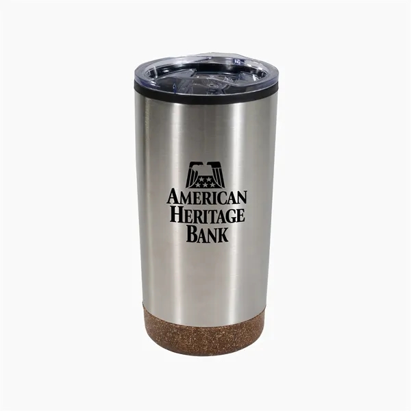 20 oz. stainless steel tumbler with cork accent bottom and slider... from ASI 68507 The Magnet Group / Perfect Line