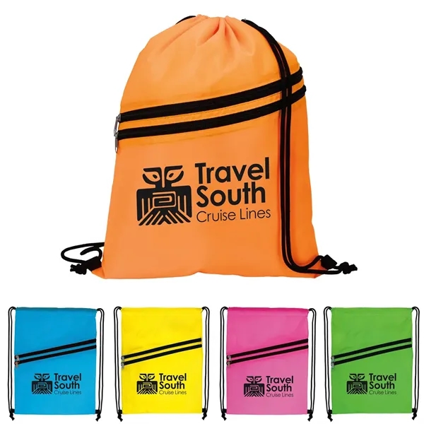 Neon Multi-Zippered Drawstring Backpack... from ASI 40480 Koozie Group