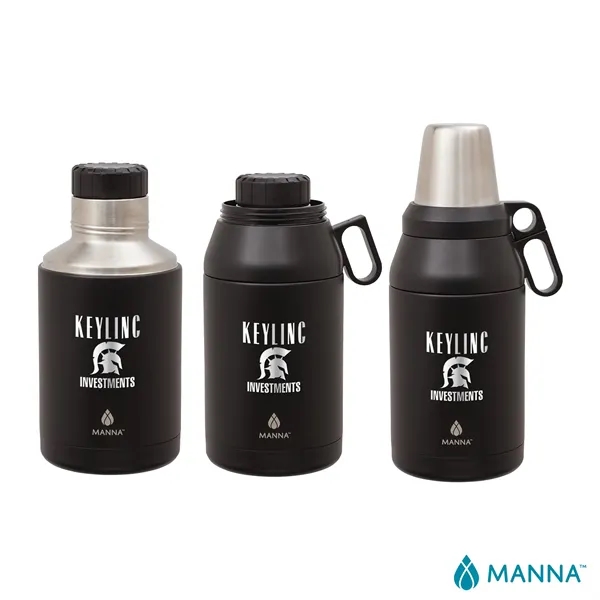 5" x 13.69" x 5" Manna™ double-wall stainless steel 64-ounce growler... from ASI 67866 Logomark/Valumark