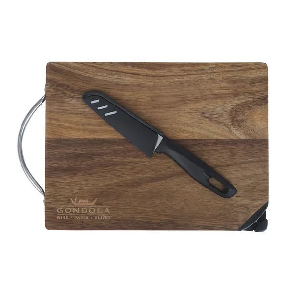 Gordon Acacia Wood Cutting Board & Knife Set... from ASI 67866 Logomark/Valumark