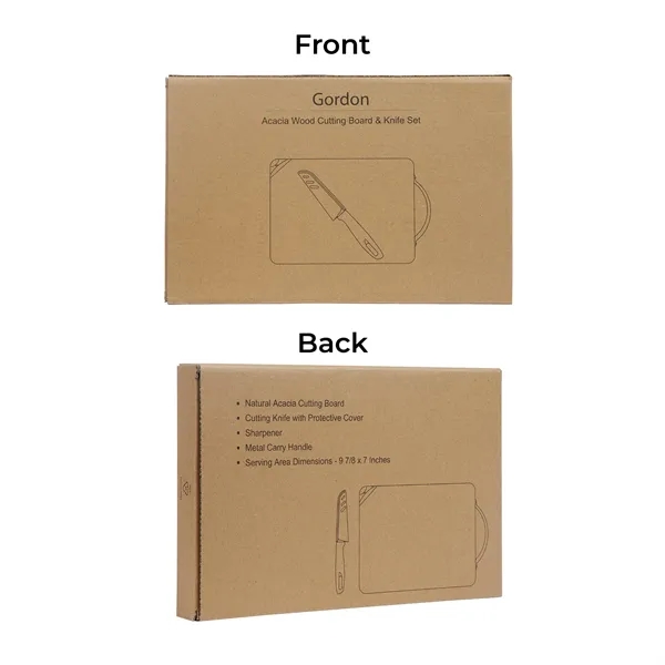 Gordon Acacia Wood Cutting Board & Knife Set... from ASI 67866 Logomark/Valumark