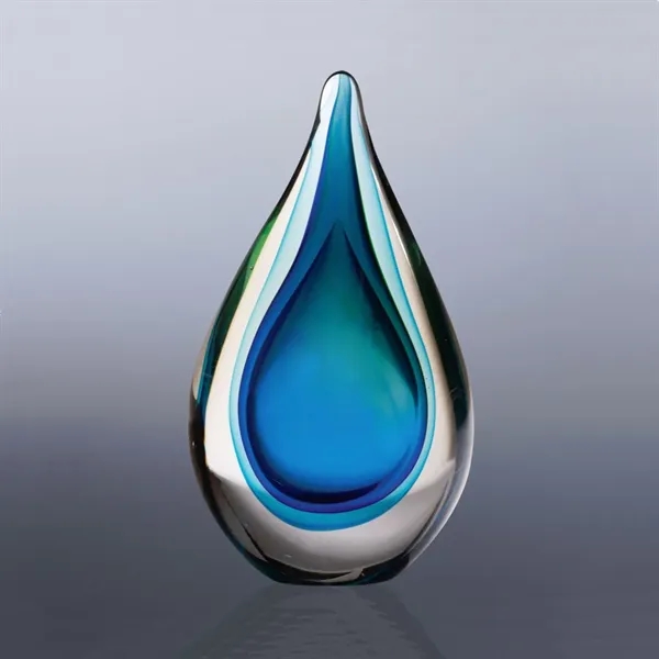 5.5" x 3.25" x 2" raindrop inspired glass award with smooth... from ASI 68507 The Magnet Group / Benchmark Crystal & Clocks