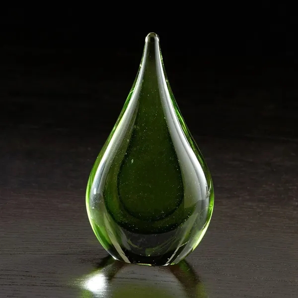 5.5" x 3.25" x 2" raindrop inspired glass award with smooth... from ASI 68507 The Magnet Group / Benchmark Crystal & Clocks