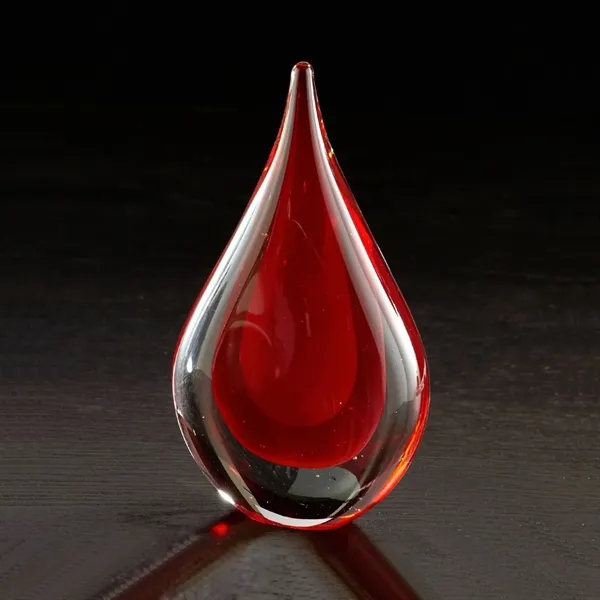 5.5" x 3.25" x 2" raindrop inspired glass award with smooth... from ASI 68507 The Magnet Group / Benchmark Crystal & Clocks