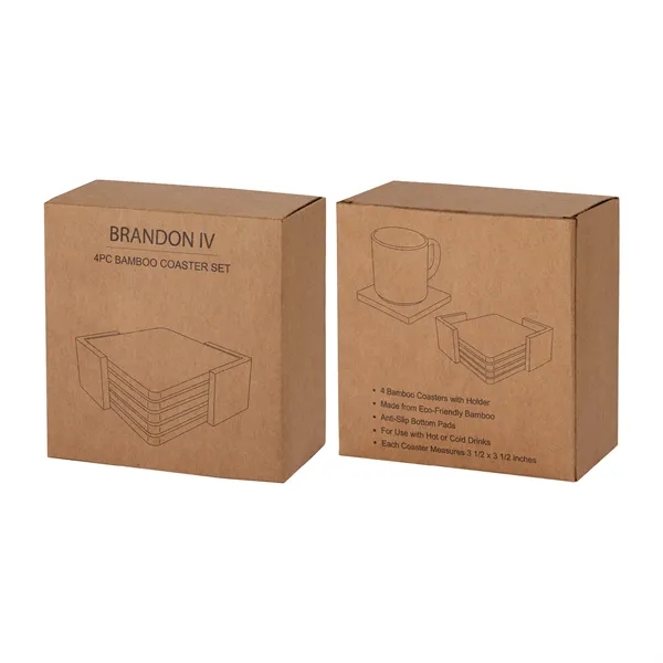 Brandon IV 4-Piece Bamboo Coaster Set... from ASI 67866 Logomark/Valumark