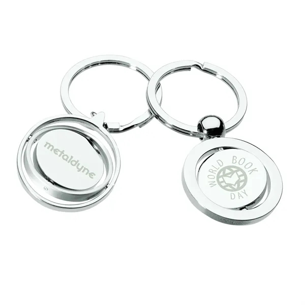 0.19"  x 2.88" x 1.38" Laksana metal keyring with spinning... from ASI 67866 Logomark/Valumark / Valumark™