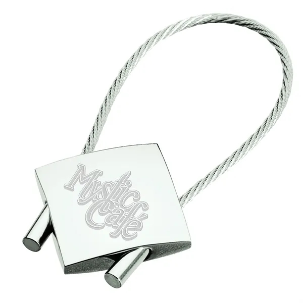 0.31" x 3" x 1.25" Perspective chrome keyring with cable wire... from ASI 67866 Logomark/Valumark / Valumark™