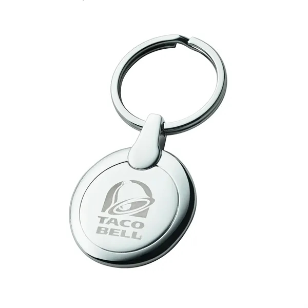 0.31" x 3" x 1.25" Perspective round metal keychain with chrome... from ASI 67866 Logomark/Valumark / Valumark™