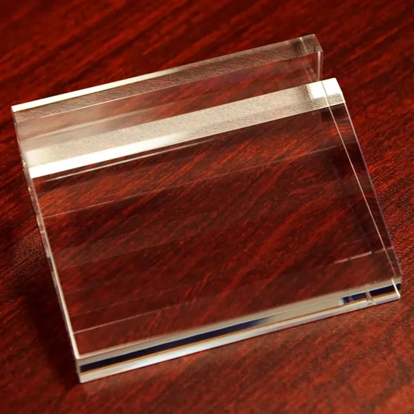 Optically perfect crystal tablet stand with 3D subsurface lasered custom logo.... from ASI 68507 The Magnet Group / Benchmark Crystal & Clocks