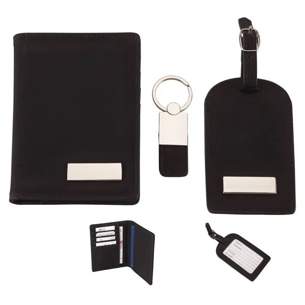 Stylish travel gift set with a matching leatherette passport holder, key... from ASI 67866 Logomark/Valumark