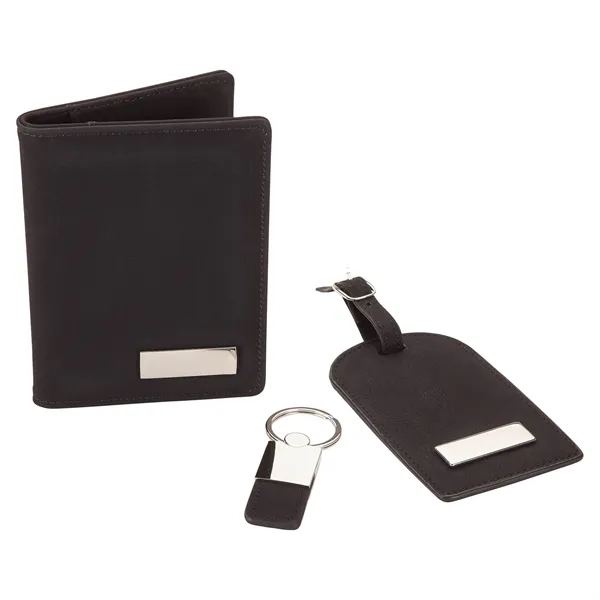 Stylish travel gift set with a matching leatherette passport holder, key... from ASI 67866 Logomark/Valumark