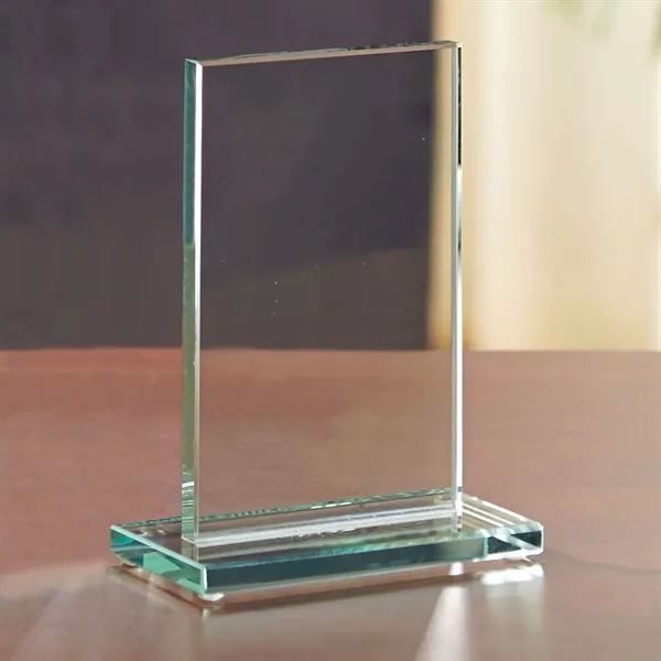 6.44" x 5" x 2.38" rectangular shaped glass award with large... from ASI 68507 The Magnet Group / Benchmark Crystal & Clocks