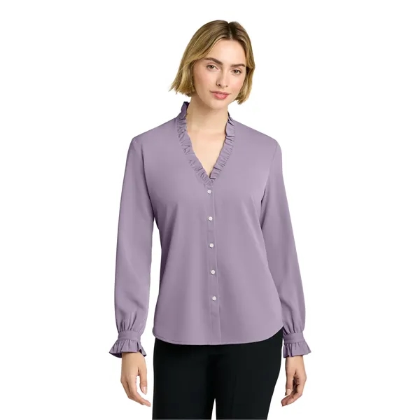 Brooks Brothers Women's Long Sleeve Ruffle Collar Blouse... from ASI 84863 SanMar