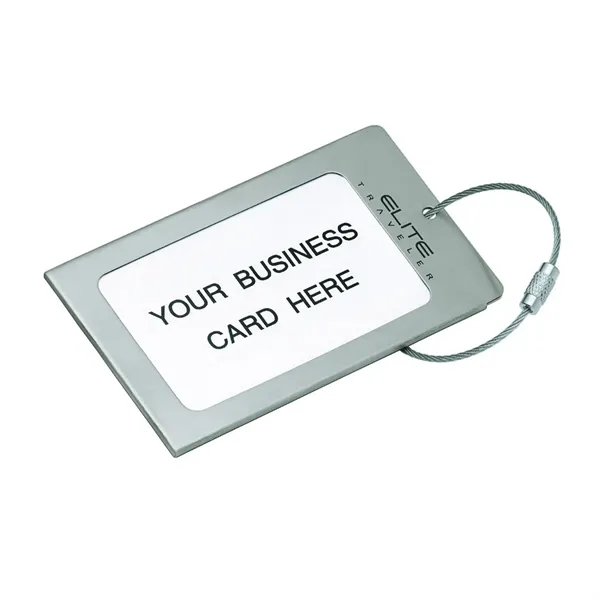 0.12" x 2.25" x 4" Navigor series brushed steel luggage tag... from ASI 67866 Logomark/Valumark / Valumark™