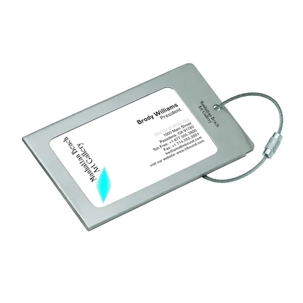 0.12" x 2.25" x 4" Navigor series brushed steel luggage tag... from ASI 67866 Logomark/Valumark / Valumark™