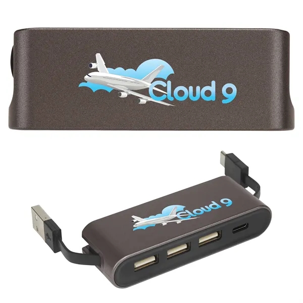 USB hub with four type-A USB ports; includes type-A and type-C... from ASI 67866 Logomark/Valumark