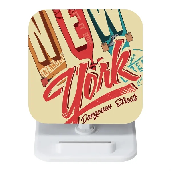 3.38" x 4" x 3.38" Argus adjustable wireless charging stand.... from ASI 67866 Logomark/Valumark