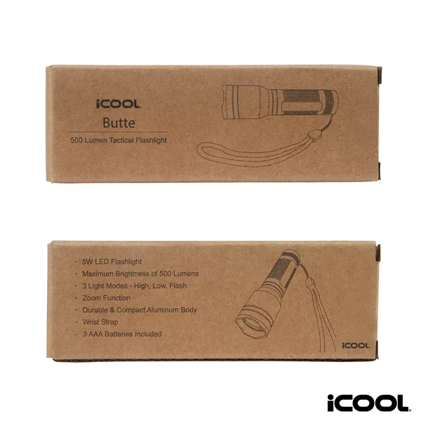 iCOOL® Butte 500-Lumen Aluminum Tactical Flashlight... from ASI 67866 Logomark/Valumark