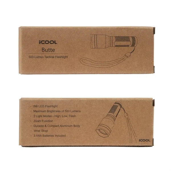 iCOOL® Butte 500-Lumen Aluminum Tactical Flashlight... from ASI 67866 Logomark/Valumark