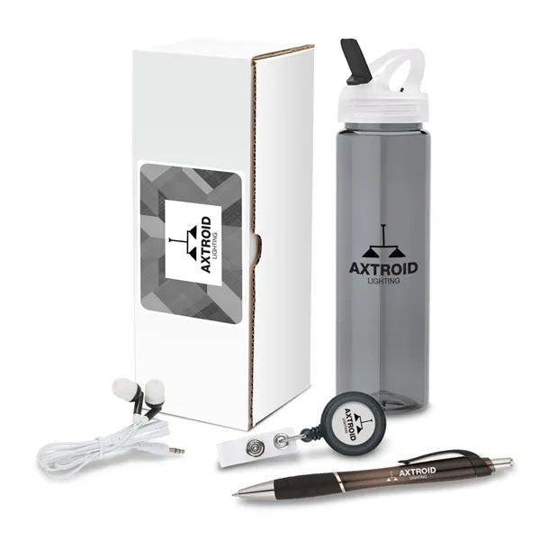 4-piece welcome gift set that includes a 25 oz. bottle, retractable... from ASI 67866 Logomark/Valumark