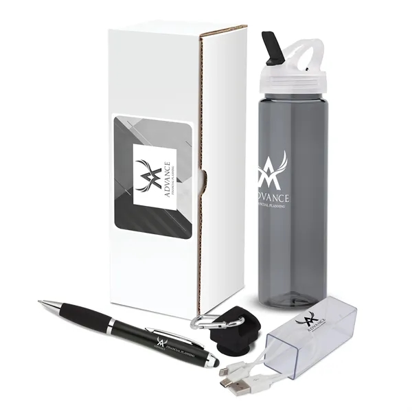 3-piece gift set that includes a 25 oz. PET water bottle,... from ASI 67866 Logomark/Valumark