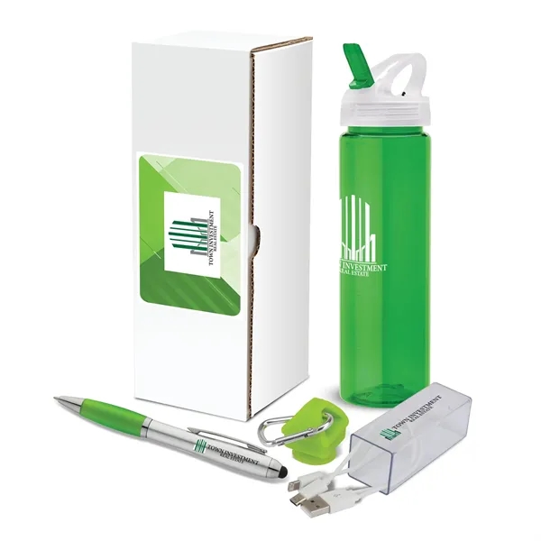 3-piece gift set that includes a 25 oz. PET water bottle,... from ASI 67866 Logomark/Valumark
