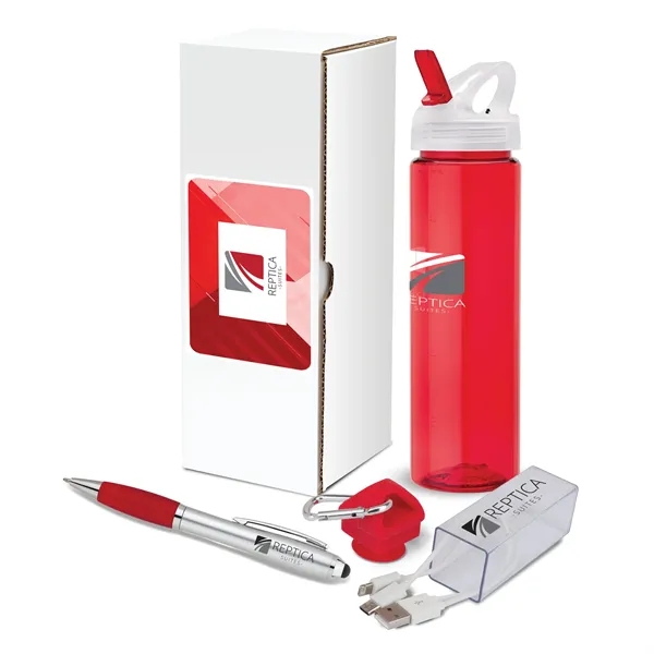 3-piece gift set that includes a 25 oz. PET water bottle,... from ASI 67866 Logomark/Valumark