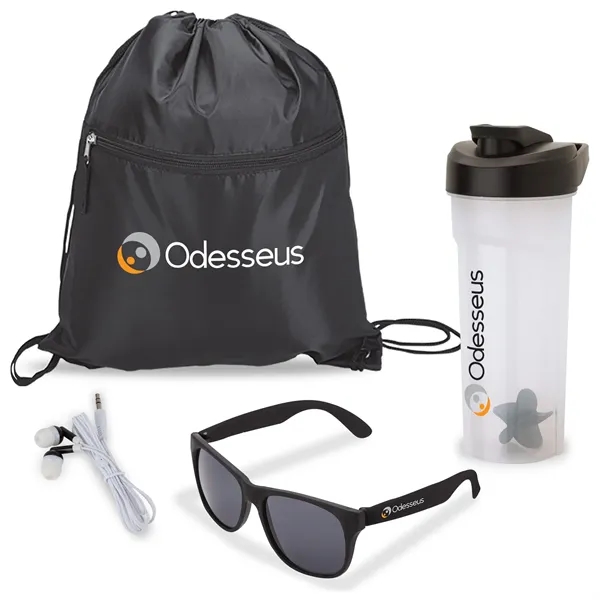 Four-piece gift set with 28 oz. PP shaker cup, UV400 sunglasses,... from ASI 67866 Logomark/Valumark
